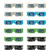 NiSotieb 12 Packs Cardboard 3D Diffraction Glasses Fireworks Glasses for Christmas Lights/Parties/Raves/Music Festivals/Light Shows/Fireworks (Moon/Music Symbol/Star/Spiral)