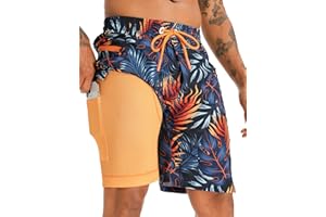 APTRO Men's Swim Trunks 9" Swim Shorts Compression Liner Quick Dry Bathing Suit Swimwear with Zip Pocket