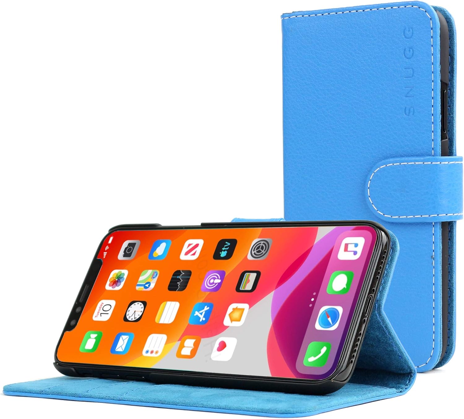 Snugg iPhone 11 Wallet Case – Leather Card Case Wallet with Handy Stand Feature – Legacy Series Flip Phone Case Cover in Electric Blue