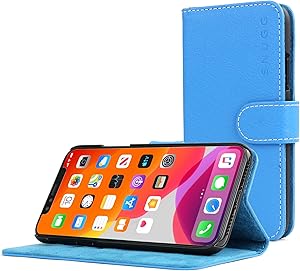 Snugg iPhone 11 Wallet Case – Leather Card Case Wallet with Handy Stand Feature – Legacy Series Flip Phone Case Cover in Electric Blue
