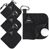 Batiyeer 3 Pack Small Magnetic Golf Towels Gift for Men 5.5 x 5.5 Inch Microfiber Waffle Material with Clip Pocket Golf Towel with Magnet for Carts Fall Camping Club Men Women (Black)