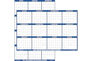 SWIFTMAPS 24x36 SwiftGlimpse 2024-2025 Academic Wall Calendar Dry Erase Erasable, Large, Wet & Dry Erase Laminated, Yearly School Planner, JULY 2024 to JUNE 2025 ONLY