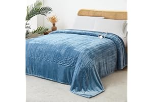 JKMAX Electric Heated Heating Blanket - Heated Bed Blanket Twin Size 62"x84" with 10 Heating Levels 8 Hours Auto Off Fast Heating - Electric Blanket Ultra Soft Overheat Protection ETL Certified Blue