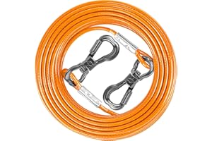 XiaZ 8FT Dog Tie Out Cable, Dog Tether for Yard 8/10/15/20/30/50FT, Heavy Duty Pet Lead Tether Chain Outside for Small Medium Large Dogs Up to 120 LBS