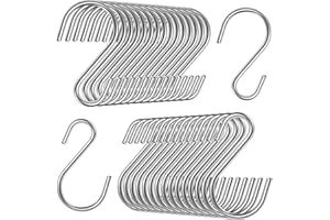 Dapute 60 Pack 1.8 inch Small S Hooks for Hanging, Stainless Steel S Hook Heavy Duty, Rust-Free Mini S Shaped Hooks for Wire 