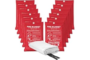 Safewayfire Emergency Fire Blanket, Fiberglass Fire Blanket, Flame Retardant Blanket, Fire Suppression Blanket for Home, Kitchen, Grill, School, Fireplace, Warehouse, Car, 12 Pack (39.4" x 39.4")