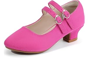 PANDANINJIA Christy Girls Heels Dress Shoes Mary Jane Rhinestone Bows Pumps Low Heel Princess Flower Wedding Party for Toddler Little Kid