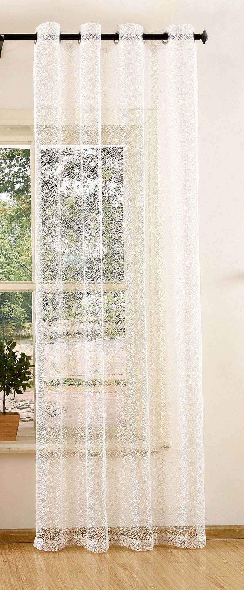 Gardinenbox Net Curtain with Eyelets Plain Transparent Decorative Net Curtain 245 x 140 cm Natural 203522 Polyester 245 x 140 cm
