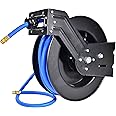 Aain® REEL4 Premium Air Hose Reel 1/2 in x 50 ft Wall Mount, Auto Rewind Retractable Reel with Air Hose, 300 PSI Flexible Hybrid Hose