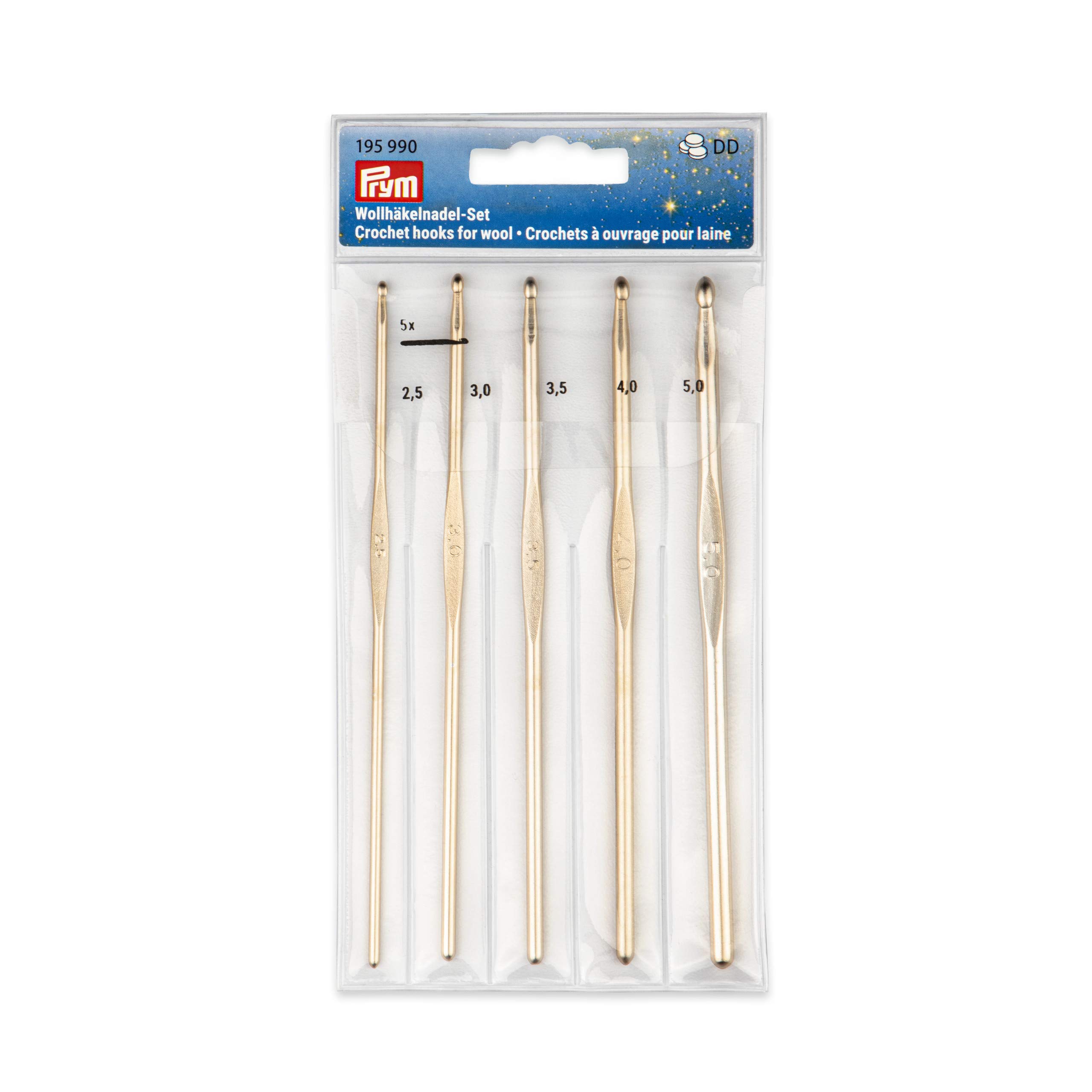 Prym Crochet Hook, Aluminium, New Gold, 2,5-5 mm, PRYM_195990-1