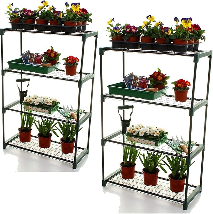 garden mile® 2 Greenhouse Shelving Racks Flower and Plant