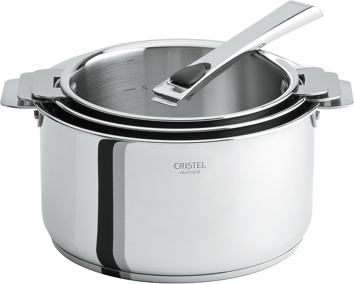 Cristel Casteline Amovible Kasserolle aus Edelstahl Set mit 3