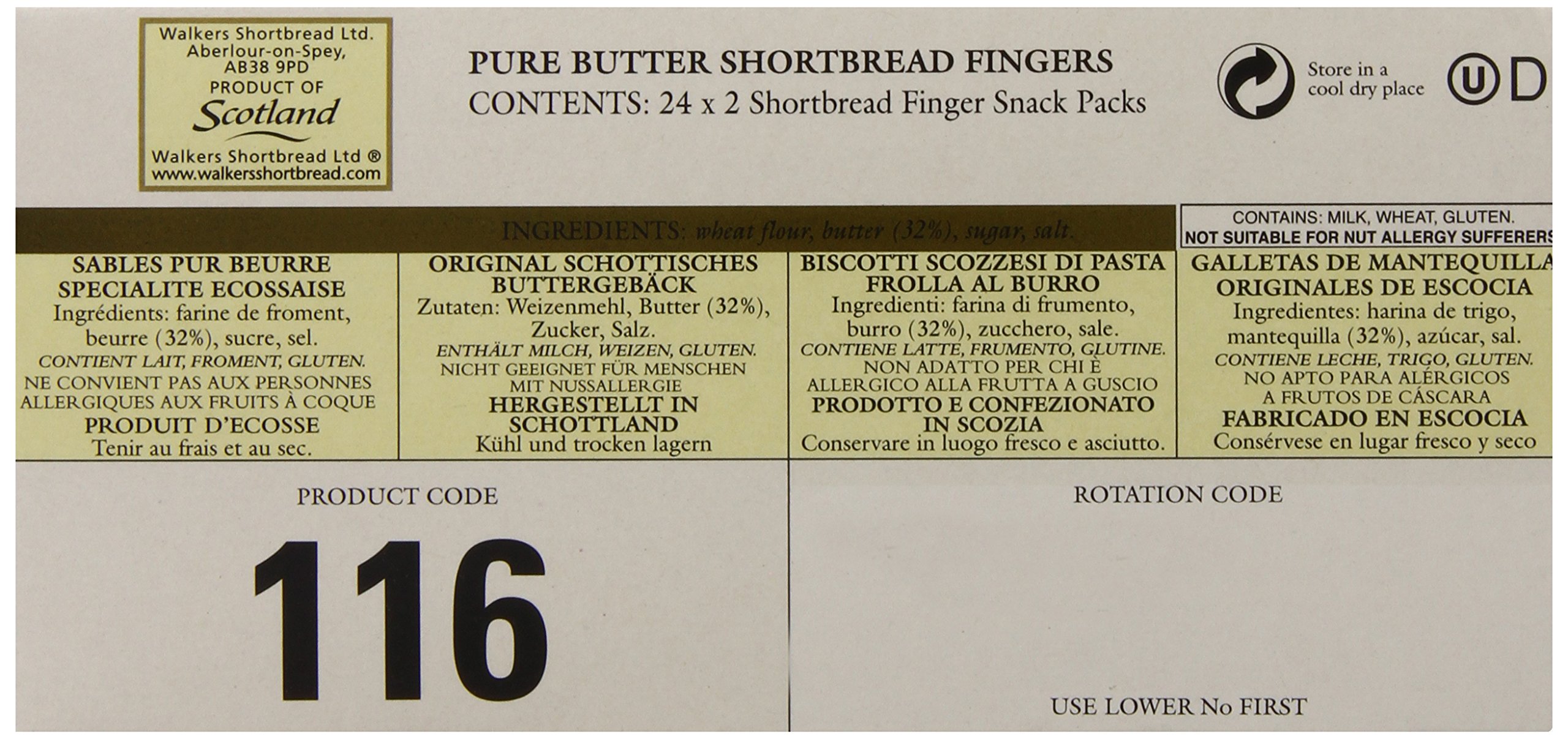 Walkers Shortbread Fingers, 2Count Cookies Packages (Count Of 24) on