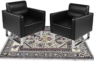 LUCKYERMORE Waiting Room Chairs Office Guest Reception Chairs Set of 2 Black Faux Leather Accent Chairs Lobby Chairs W/Arm Sofa Barrel Salon Club Chairs Heavy Duty Hold Up to 400LBS