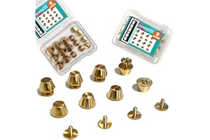 Honigo 8 Pack Rivets Stud Handbag Purse Feet 1/2 inch Gold Flat Head Metal Solid Brass Studs Screw Back Feet 12mm Buckle Spikes Leathercraft for Leather Bag Totes DIY Craft