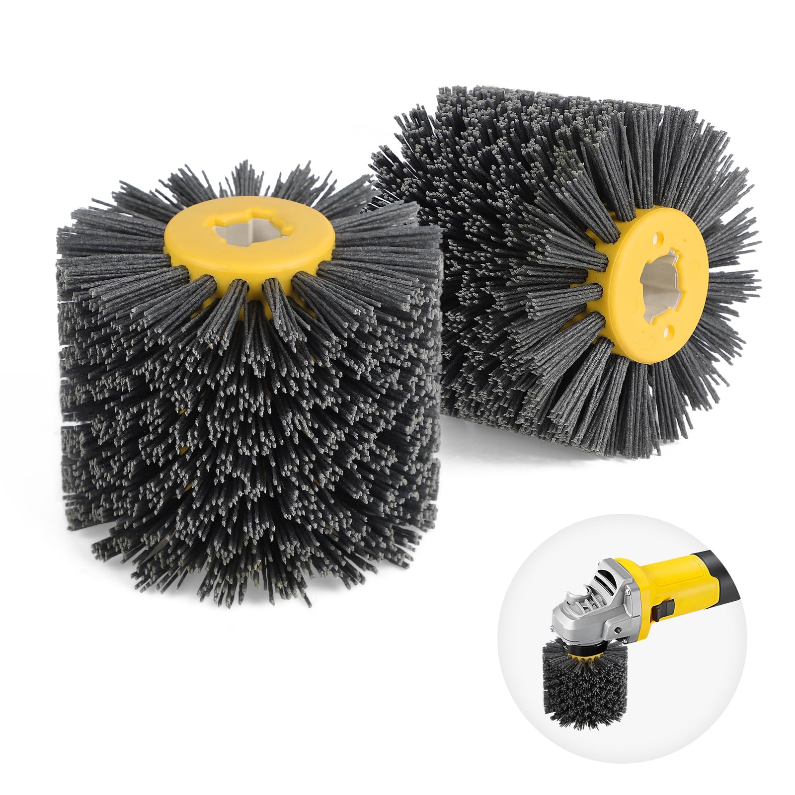 EXLECO 2 Nylon Brushes #120 Grit Wire Draw Brush Polishing Brush for Satin Machine Black Sanding Brush Polishing Disc Brush Bristle Brush Grit Brush for 19 mm Diameter Wood Brushes Machine