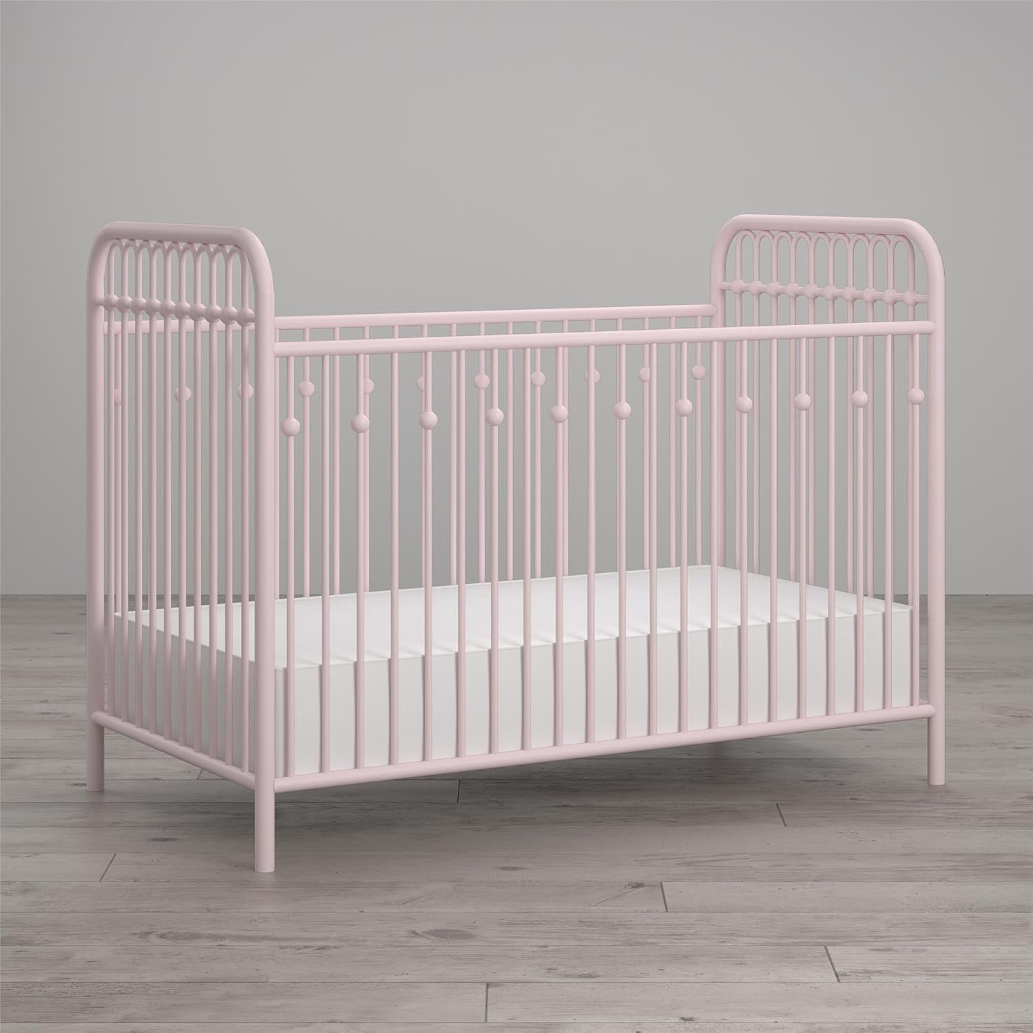 pink metal crib