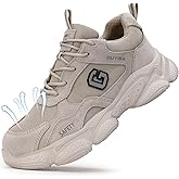 GUYISAKJ Steel Toe Shoes for Men Women Splash-Proof Work Shoes for Men Cushioning Men's Safety Shoes Soft Sole Steel Toe Sneakers Industrial Construction Warehouse Shoes