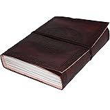 Leather Journal Writing Notebook - Antique Handmade Leather Bound Daily Notepad for Men & Women Unlined Paper Medium 7 x 5 inches
