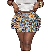 RoseSeek Women's Paisley Graphic Ruffle Tiered Layered Skirts Ruched Boho Vacation A Line Mini Skirt