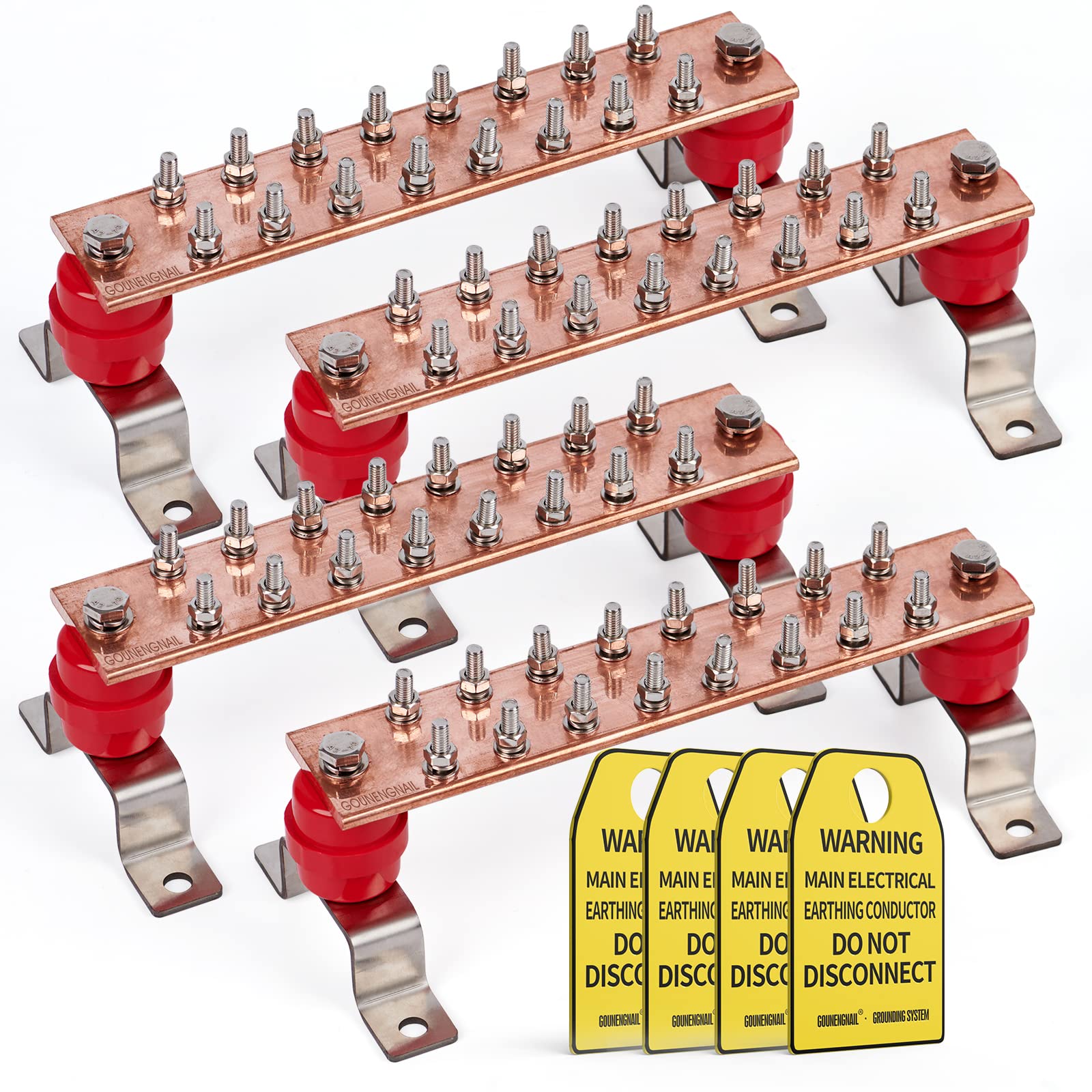 4 Pack -Thick .25" x 2" x 10" Copper Ground Bar