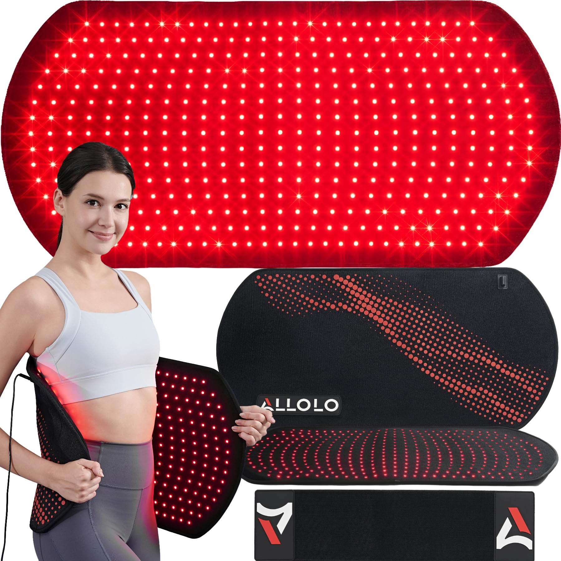 Photo 1 of ALLOLO Red Light Therapy for Body, 32.7"*15.7" Large Infrared Light Therapy with Timer, 405pcs 3-in-1 LEDs 660nm&850nm Red Light Therapy Mat for Back Belly Knee Shoulder Leg(with Storage Bag&Glasses)