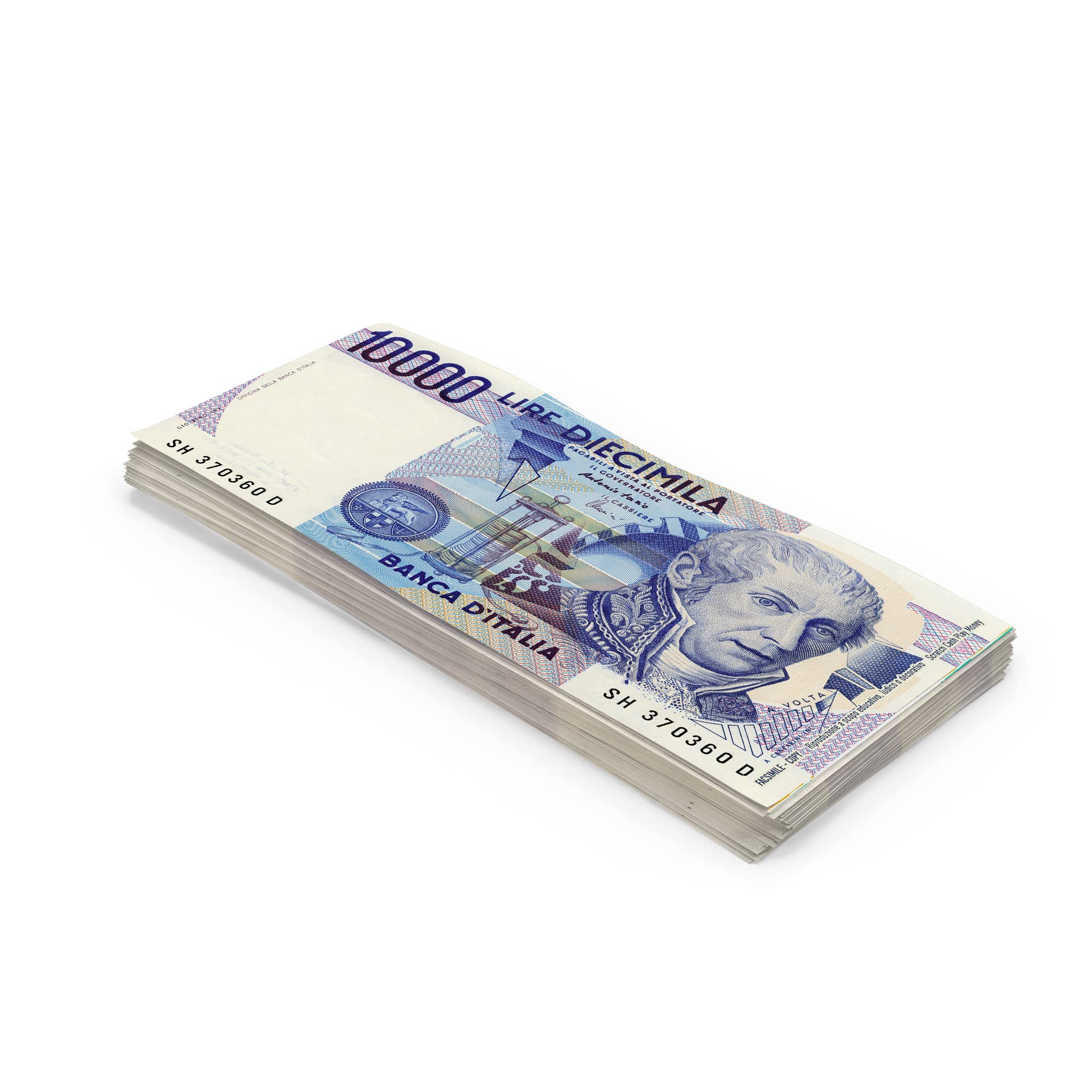 Scratch Cash 100 x ₤ 10.000 Lira Play Money (Real Size)