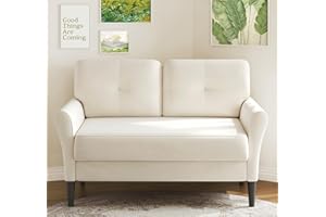 KIDIRECT Small Sofa Couch, 48" Loveseat Sofa, Soft Velvet Love Seat Couches, Small Couch for Bedroom with 21" Deep Seat, Comfy Couches for Living Room, Tool-Free Setup Sofas for Living Room, White