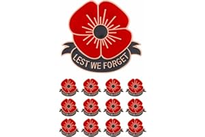 Tichso 12/25/50/100 pieces Memorial Day Poppy Flower Brooch Pins for men women Remembrance Day Lest We Forget Enamel Lapel Brooch Poppy Lapel Pins for Veterans Day badge Clothes Backpack Hat Memorial Day souvenir gift bulk