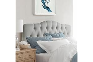 Rosevera Givanna Adjustable Height Headboard with Linen Upholstery and Button Tufting for Bedroom, Queen, Gray Linen