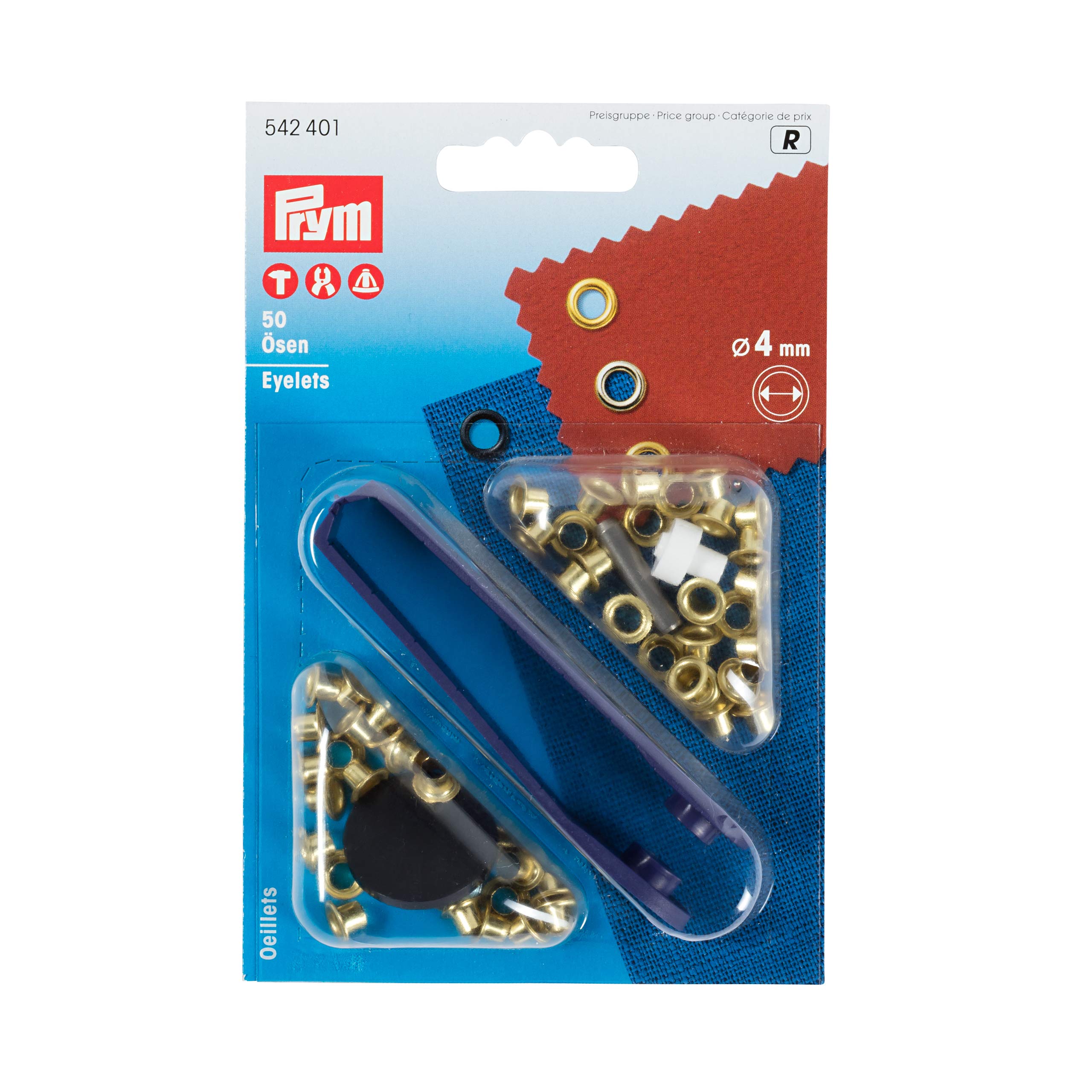 Prym Eyelets, Metal, Gold, 9.3 x 5.7 x 0.7 cm