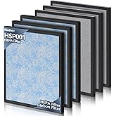 HSP001 Filter Replacement Compatible with Hathaspace Smart HSP001 Air Purifier, H13 HEPA Air Purifier Replacement Filter Set with Activated Carbon Pre-Filters, 3 HEPA + 3 Pre-Filters