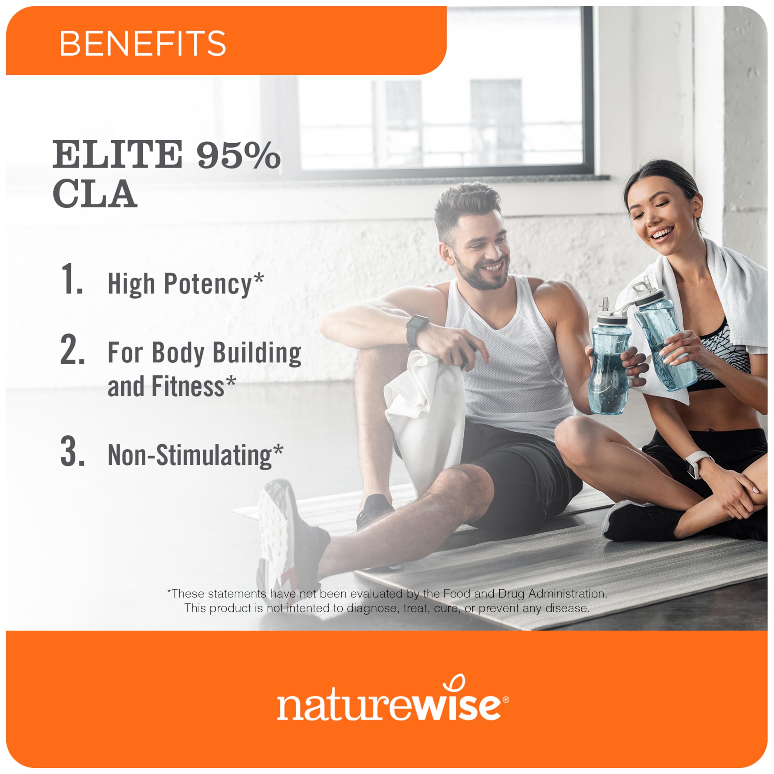 NatureWise CLA 1300 - 95% Active Conjugated Linoleic Acid for Women and Men, Not Stimulating, Supports Weight & Fitness Goals - Non-GMO, Gluten Free - 180 Softgels[2-Month Supply]