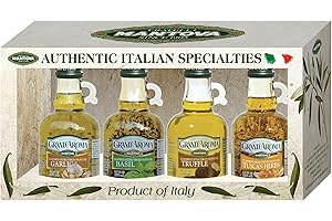 Mantova Grand’Aroma Flavored Extra Virgin Olive Oils, Variety Gift Set, made in Italy, cold-pressed, 100% natural, heart-healthy, for grilling, barbequing, smoking, and cooking, 8.5 oz