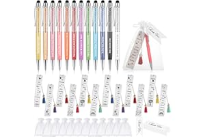 Yingzhao 12 Sets Teachers' Day Teacher Appreciation Gifts Includes 12 Metal Bookmark with Tassels 12 Bling Teacher Ballpoint Pens 12 White Organza Bags 12 Appreciation Tags for Teacher (Trendy Style)
