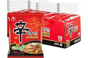 Ramen Noodles - Shin Ramyun - 10 Pack - Spicy Ramen Noodles Soup Asian Korean Food Combo Bundle with 10 ALL.FOR.YOU. Branded Chopsticks