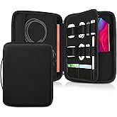 FINPAC Hard Tablet Sleeve Case for iPad Pro 13-inch M5/M4, iPad Air 13-inch M3 2025, Pro 12.9 6th/5th, Portfolio Organizer Bag for Surface Pro 9/8/X/7/6/5, Pens, Cables, Electronics, Black