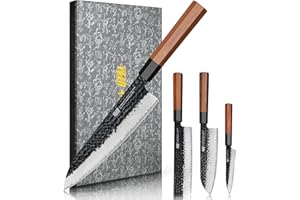 FINDKING Dynasty Series 4PCS Kitchen Knife Set, Professional Japanese Chef Knife Set, 9Cr18MoV High Carbon Steel Blade, Afric