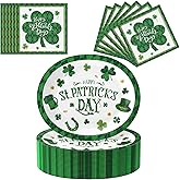 SUIGREOY 100Pcs St. Patrick's Oval Paper Plates and Napkins Set, 10" x 12" Heavy Duty Party Plates,Large Disposable Dinner Plates for St. Patrick's Theme Party Supplies
