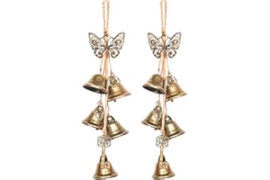 AUSICFEN 2PCS Witch Bells for Door Knob Protection,Witch Bells Door Hanger Pagan Bell,Hanging Witch Bell Wiccan Magic Wind Chimes for Home Protection(Butterfly Bell Set)