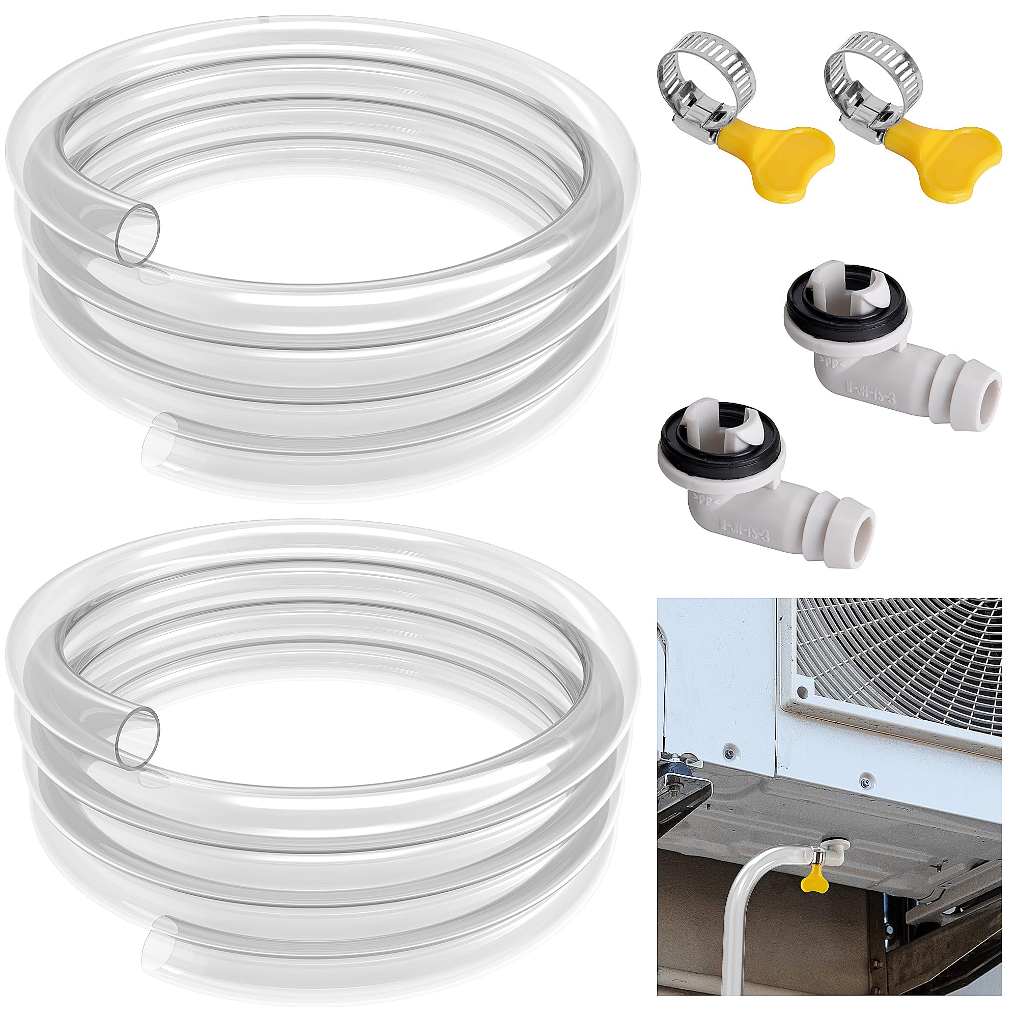Photo 1 of 2 Pack Air Conditioner Drain Hose- 6 Ft Portable Leakproof AC Drain Hose Kit- Universal AC Drain Pipe Replacement with 3/5 Inch Hose Connector and Clamp for Window AC Mini Split Unit Parts