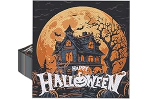 WUHUZSM Halloween Paper Napkins, 48pcs Halloween Disposable Paper Decorative Guest Napkins, Silhouette Tree Crow Napkins Black Crows Halloween Napkins, Halloween Party Supplies Table Decorations