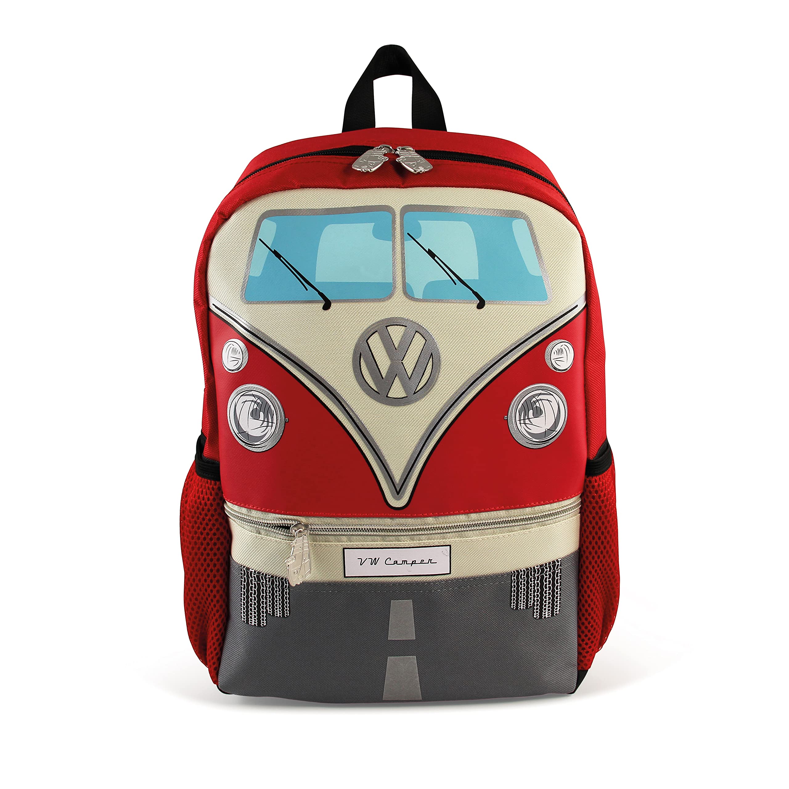 BRISA VW Collection Volkswagen Hiking Laptop University Backpack in T1 Bus Campervan Design (15 L/4 gal/Small) (Red)