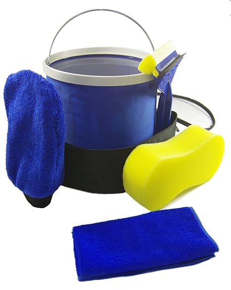 Supersauber 4646AS Autopflegeset 6-Teilig für Auto, Motorrad, Boot mit Falteimer