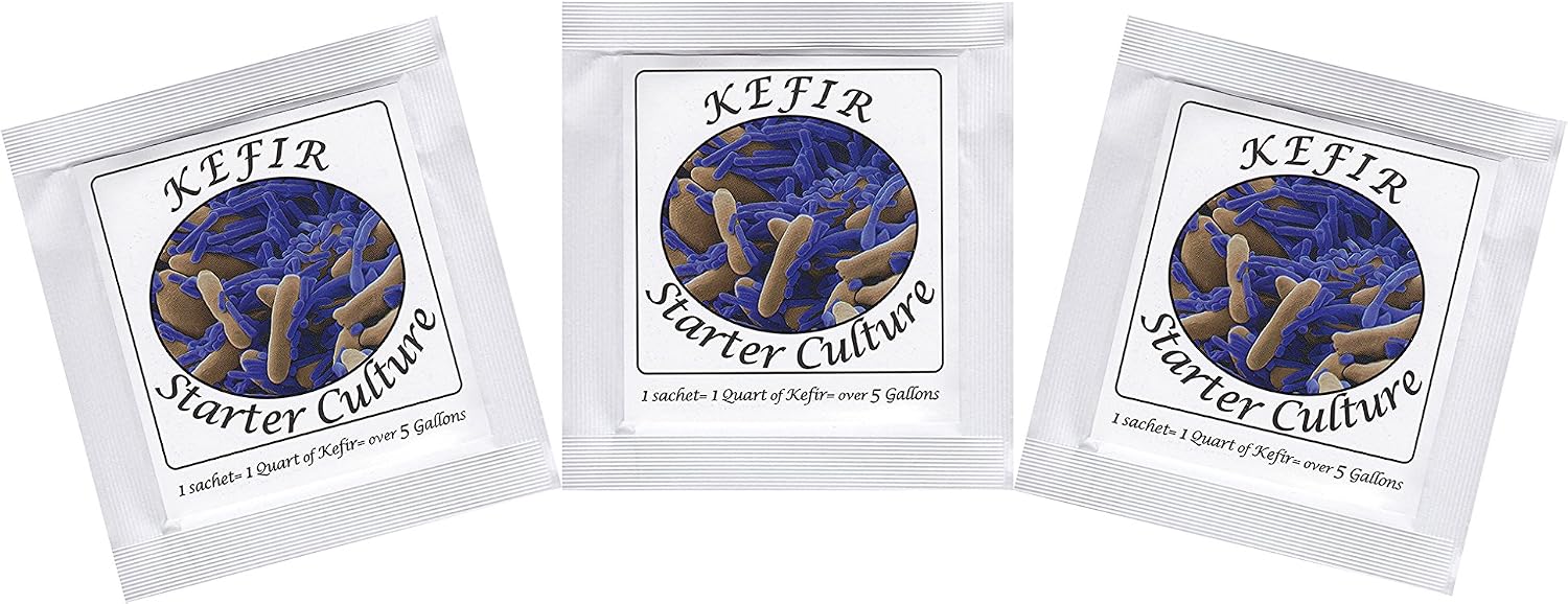 Kefir Starter Cultures - Pack of 3 Freeze-Dried Sachets for Homemade Milk Kefir(3 sachets), 1 g (Pack of 3)