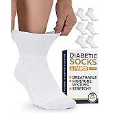 Pembrook Ankle Diabetic Socks for Women & Men | 6 Pairs | Wide Non Binding Socks Quarter Length | Edema Neuropathy Socks