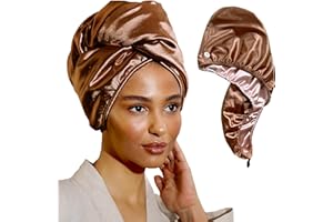 SMPL objects Satin Hair Towel Wrap for Women, Satin Hair Plopping Towel Curly Hair - Satin Hair Towel for Wet Hair (Pink - Bronze)
