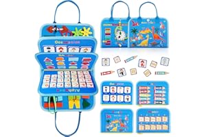 QUIET FLOWER Toddler Busy Board for 1 Years Old, Montessori Learning Toys Busy Book for Toddlers 1-3 Educational Activity Basic Dress Motor Skills, Kids Birthday Gift for 2-4 Boy Airplane Car Travel Essentials