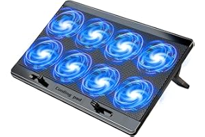 AIMIUZI Laptop Cooling Pad with 8 quite Cooling Fans,Laptop Fan Cooling Pad for 12-17 Inch, Laptop Cooler Stand with 7 Height Adjustable, 2 USB Ports,Wind Speed Adjustable(Black)