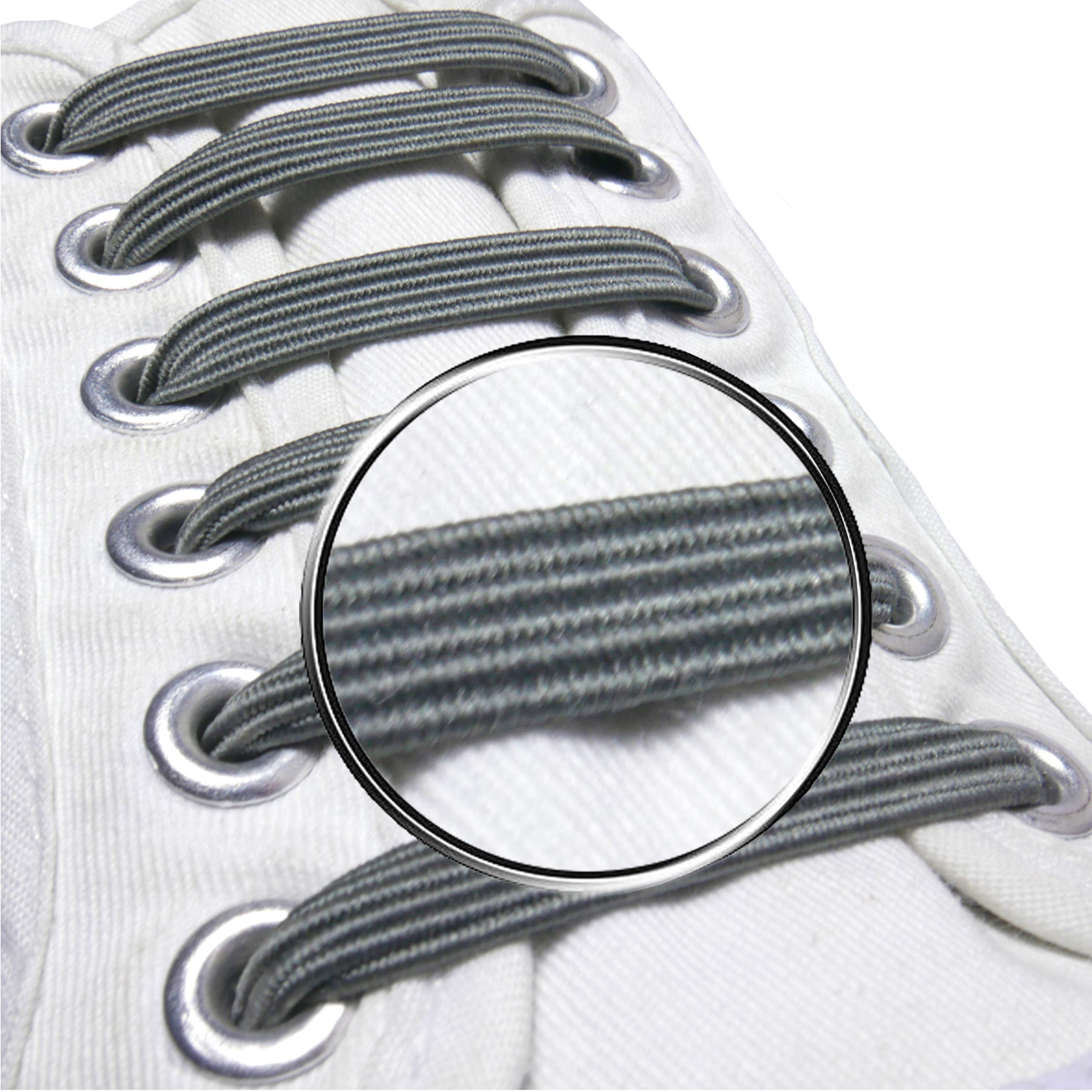 maxstrapz Pack of 20, No Tie Elastic Shoelaces Fabric Style Alternative to Silicone, Super Stretch Nylon Shoe Laces for Kids or Adults, Redesigned Product (Dark Grey, Medium)